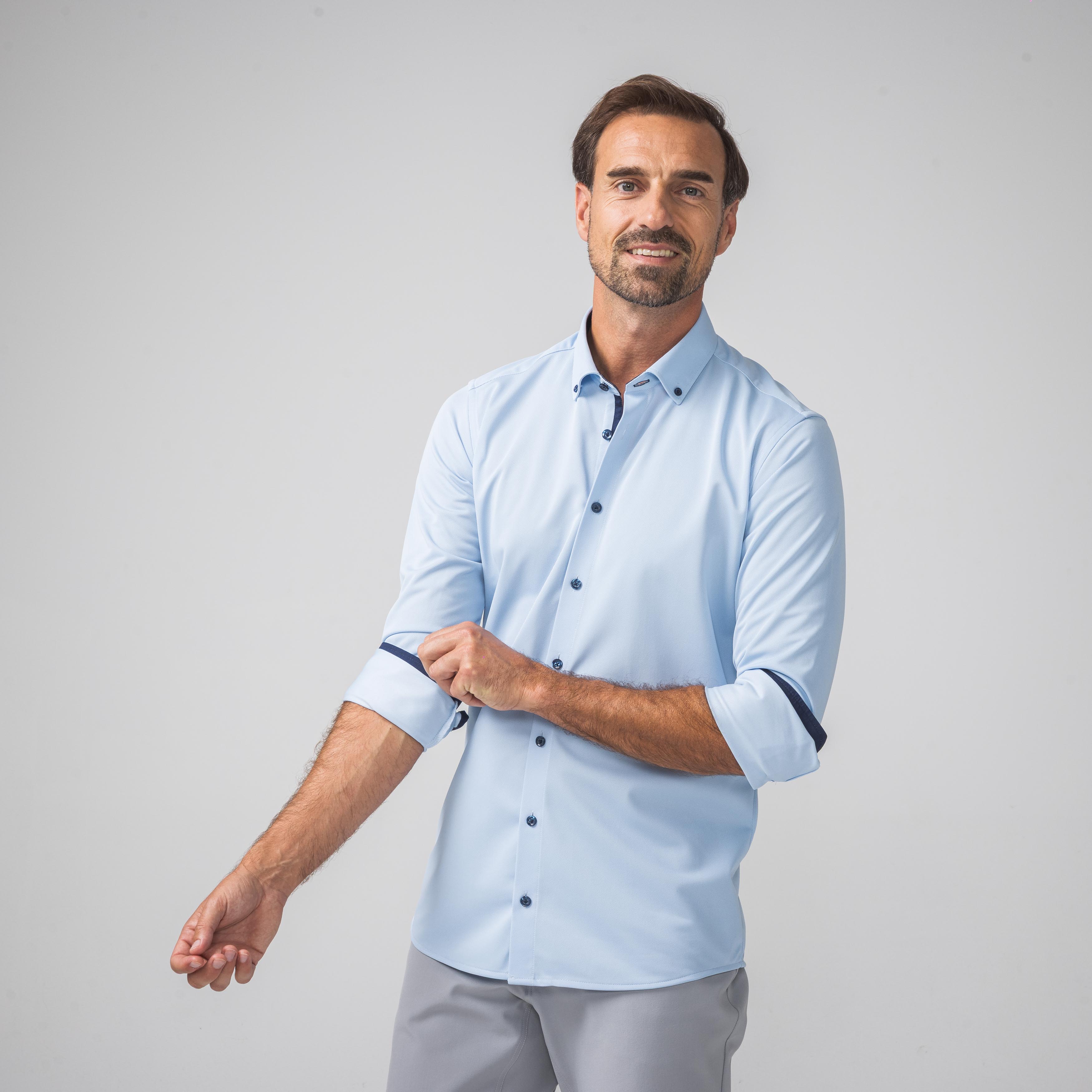 Performance Hemd Button-Down Hellblau/Marine - Noser Fashion AG