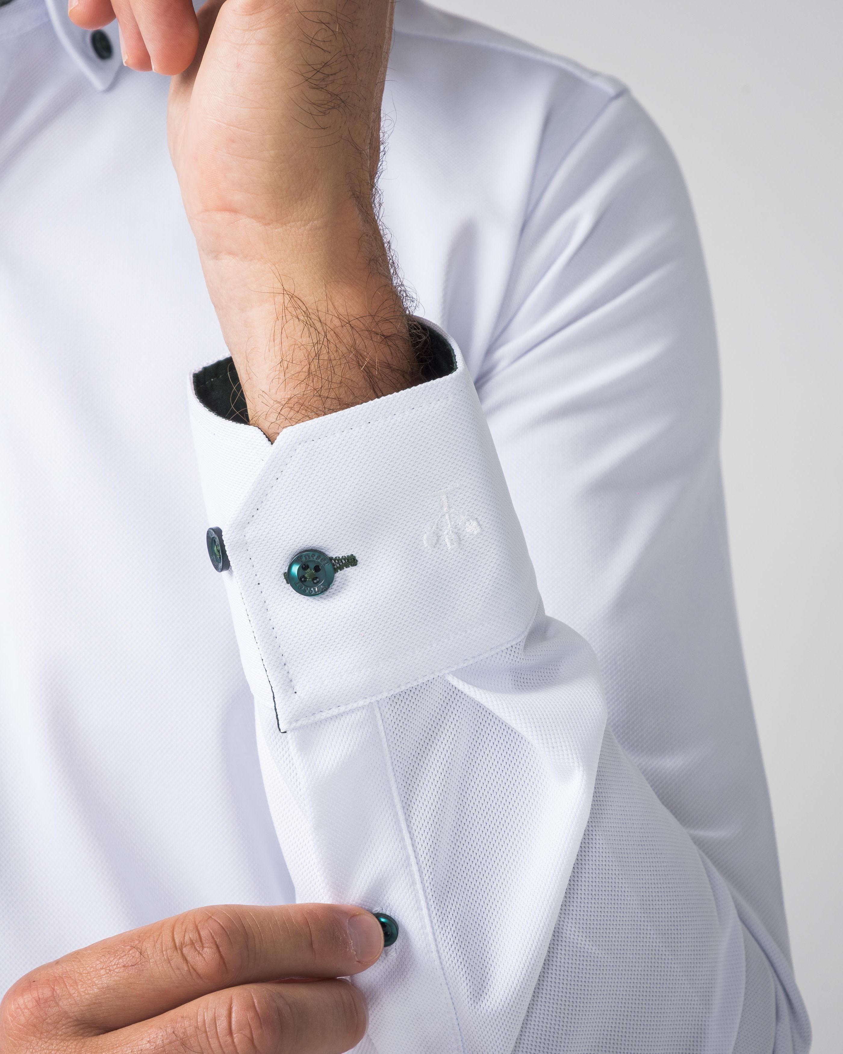 Performance Hemd Button-Down Weiss/Grün - Noser Fashion AG