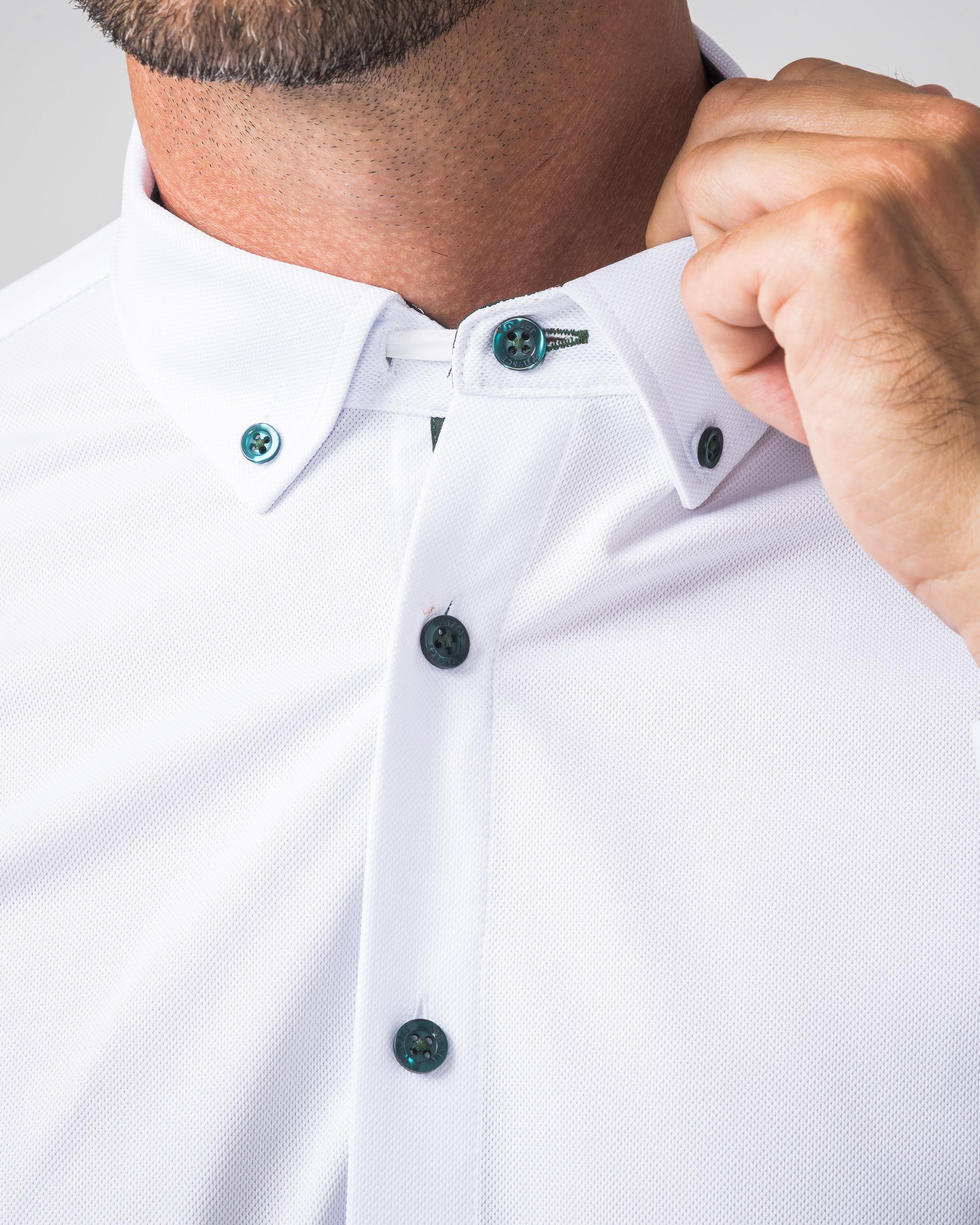 Performance Hemd Button-Down Weiss/Grün - Noser Fashion AG