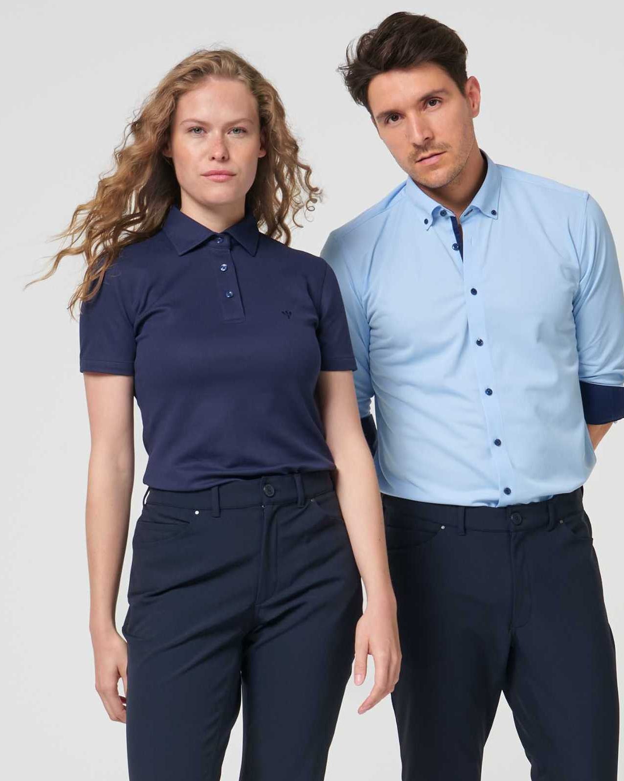 Performance Hemd Button-Down Hellblau/Marine - Noser Fashion AG