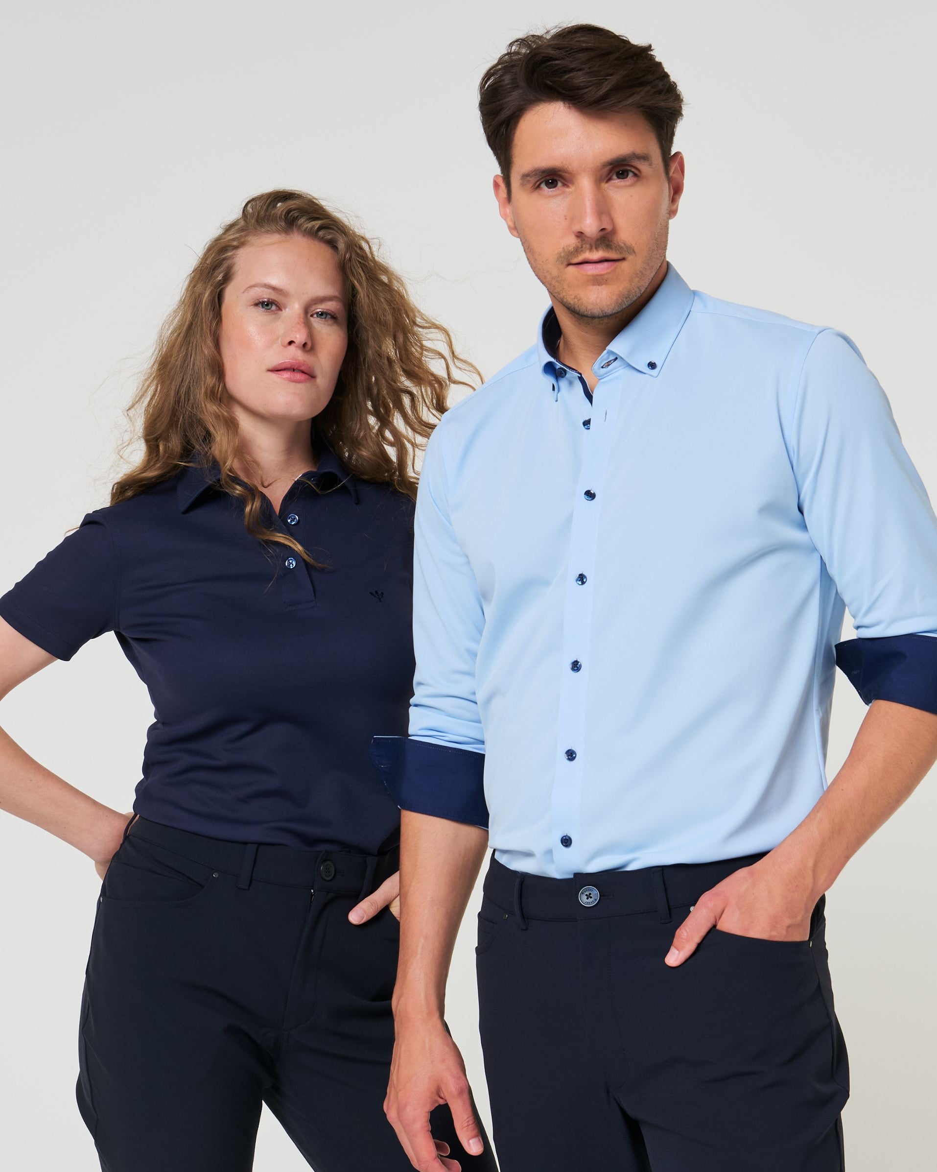 Performance Hemd Button-Down Hellblau/Marine - Noser Fashion AG