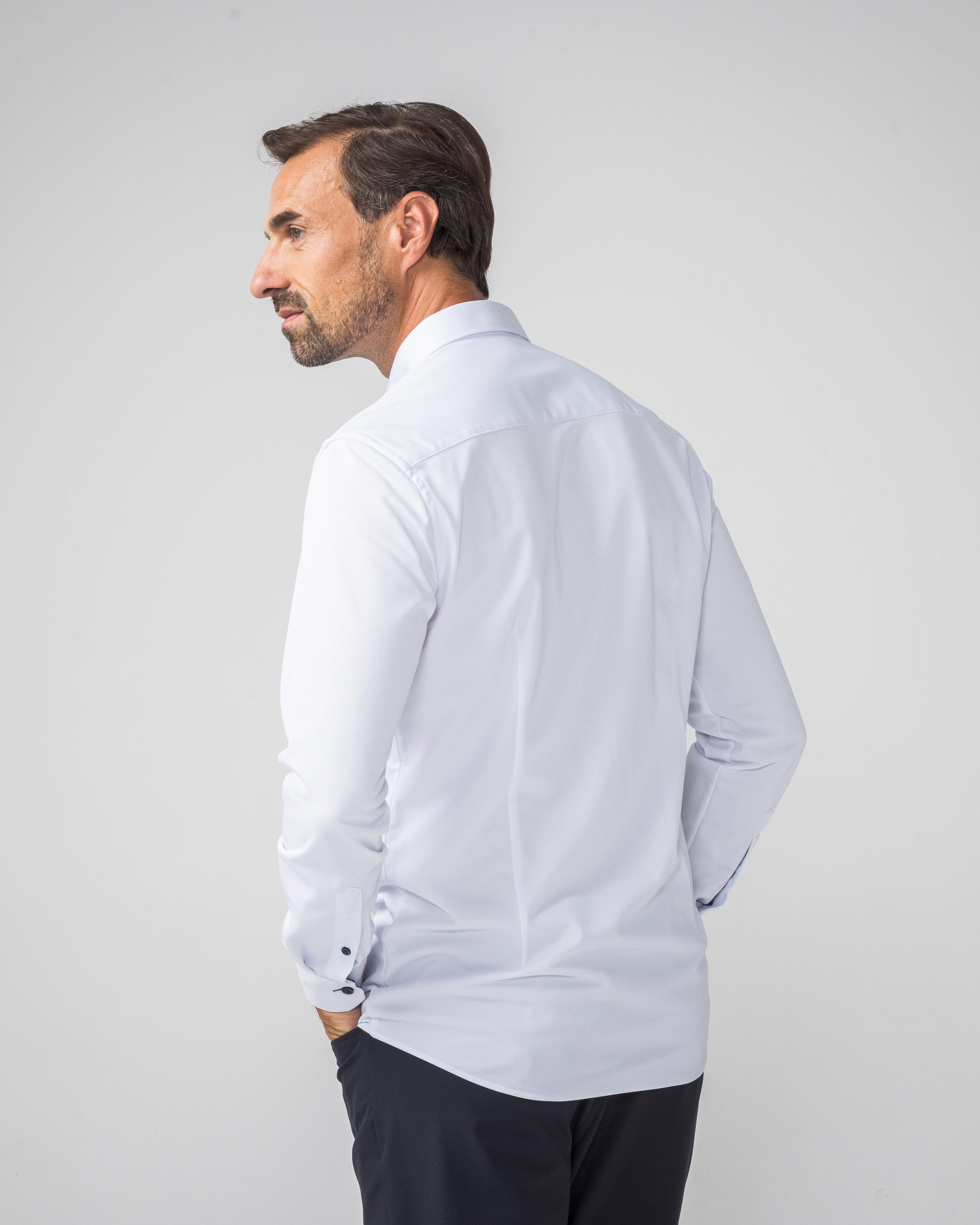 Performance Hemd Button-Down Weiss/Marine - Noser Fashion AG