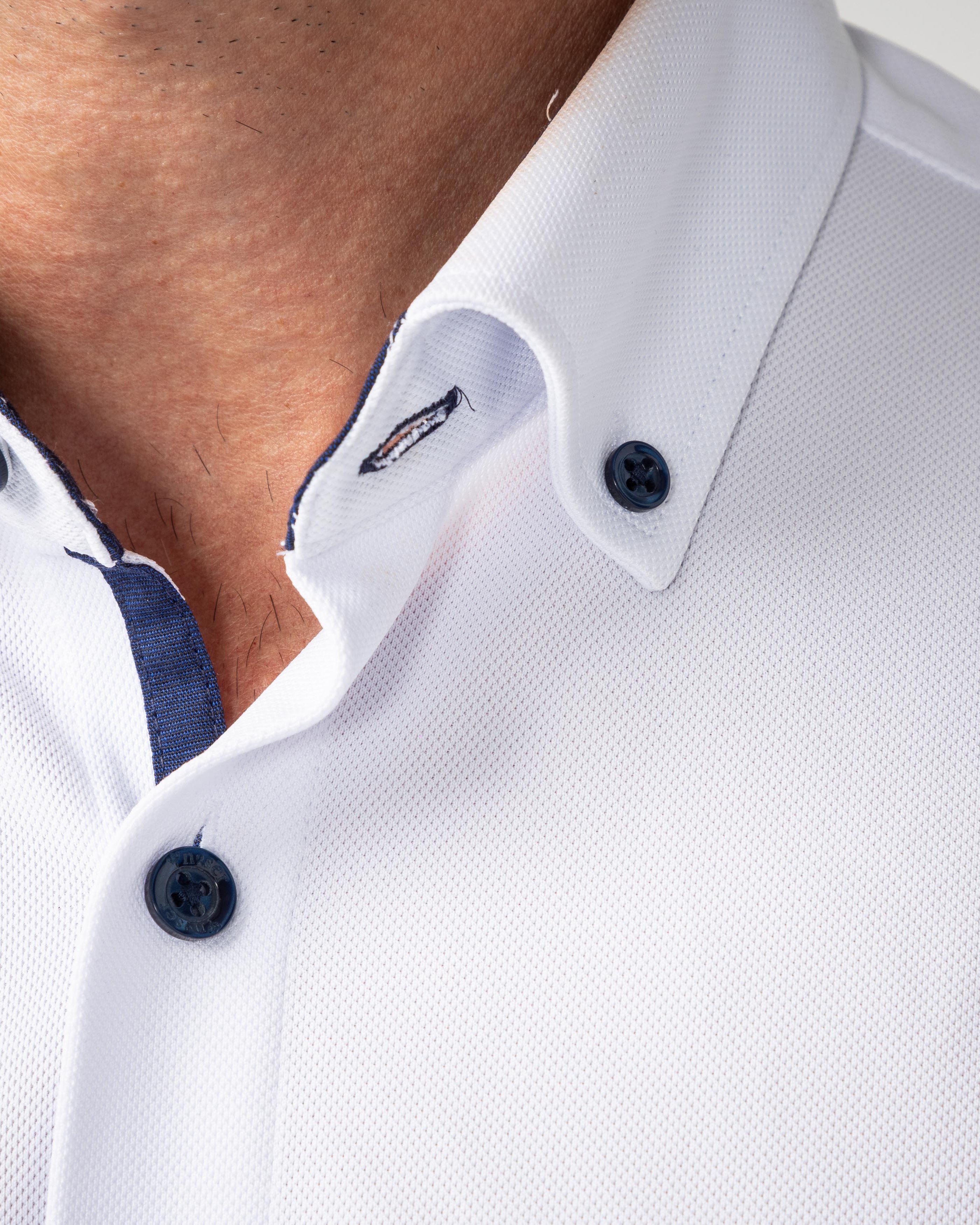 Performance Hemd Button-Down Weiss/Marine - Noser Fashion AG
