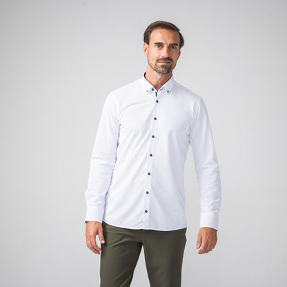 Performance Hemd Button-Down Weiss/Grün - Noser Fashion AG