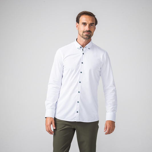 Performance Hemd Button-Down Weiss/Grün - Noser Fashion AG