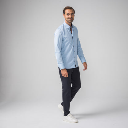 Performance Hemd Button-Down Hellblau/Marine - Noser Fashion AG