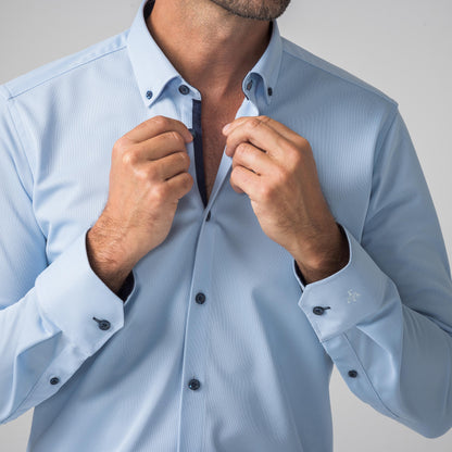 Performance Hemd Button-Down Hellblau/Marine - Noser Fashion AG