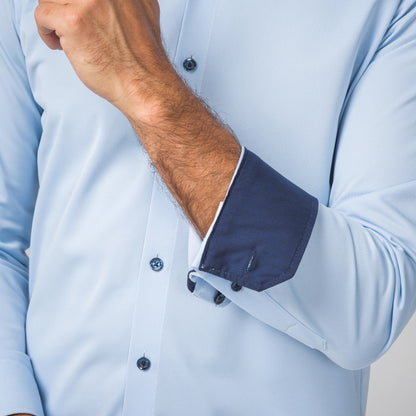 Performance Hemd Button-Down Hellblau/Marine - Noser Fashion AG