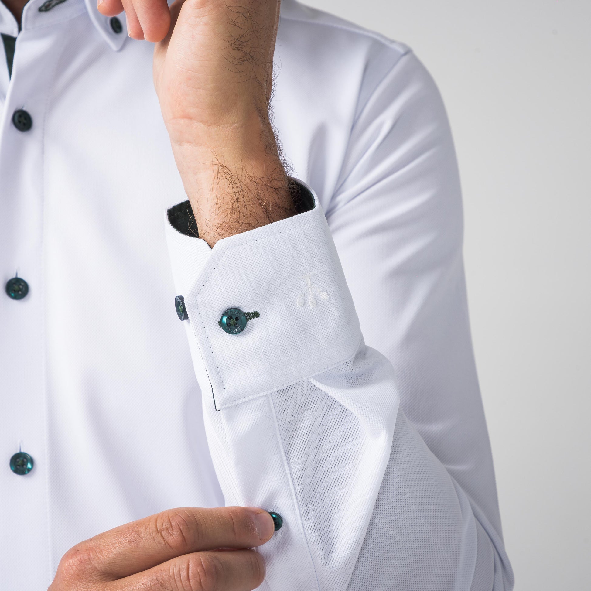 Performance Hemd Button-Down Weiss/Grün - Noser Fashion AG