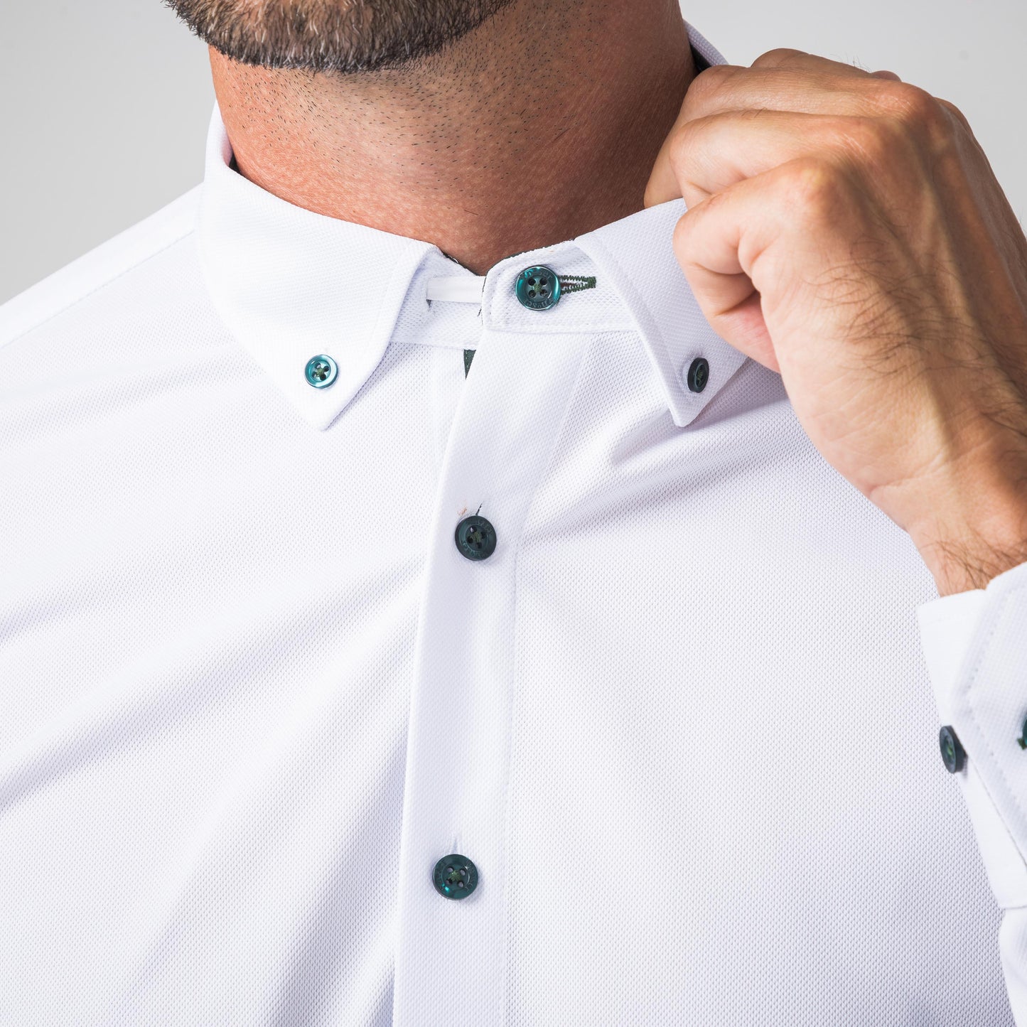 Performance Hemd Button-Down Weiss/Grün - Noser Fashion AG