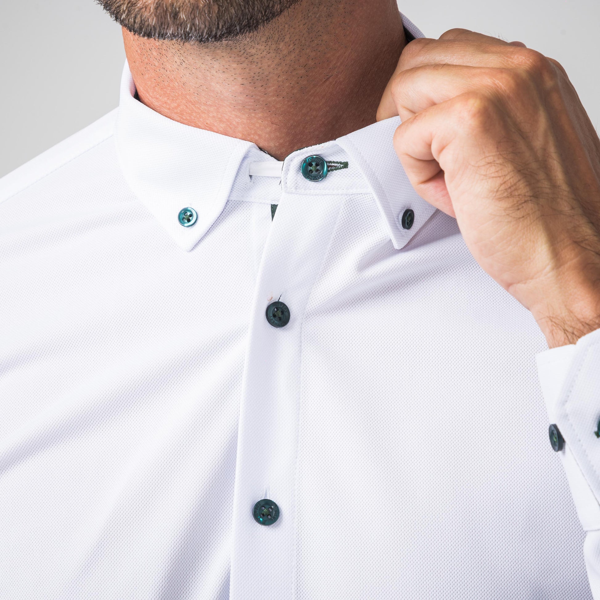 Performance Hemd Button-Down Weiss/Grün - Noser Fashion AG