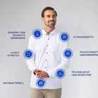 Performance Hemd Button-Down Weiss/Marine - Noser Fashion AG