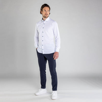 Performance Hemd Button-Down Weiss/Marine - Noser Fashion AG