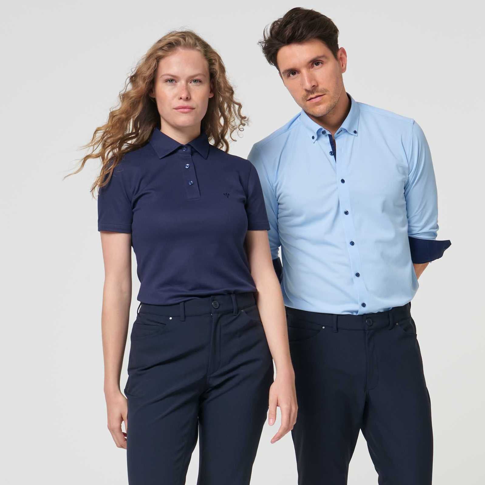 Performance Hemd Button-Down Hellblau/Marine - Noser Fashion AG