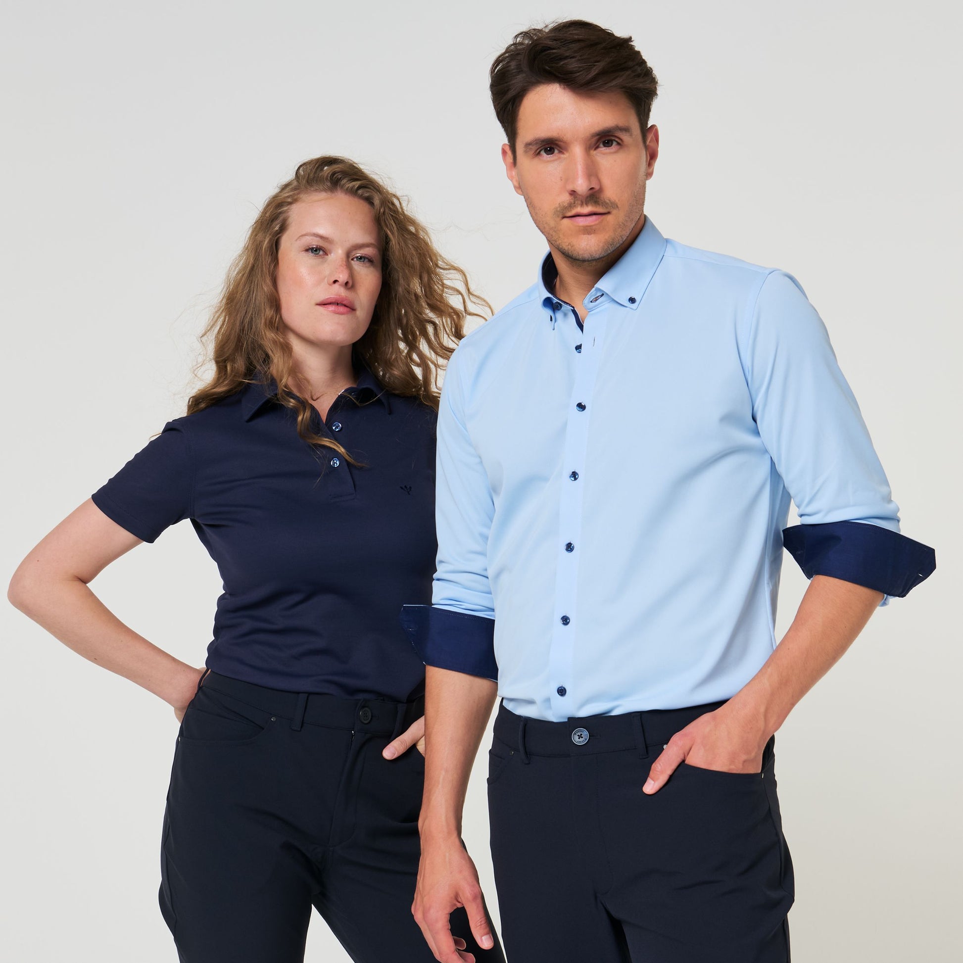 Performance Hemd Button-Down Hellblau/Marine - Noser Fashion AG