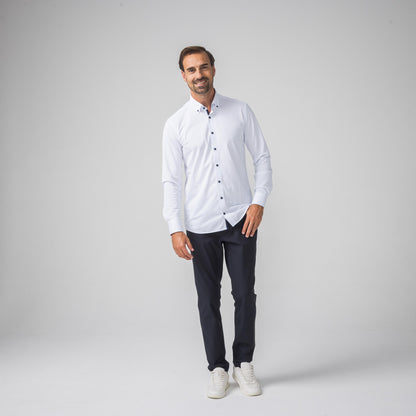Performance Hemd Button-Down Weiss/Marine - Noser Fashion AG