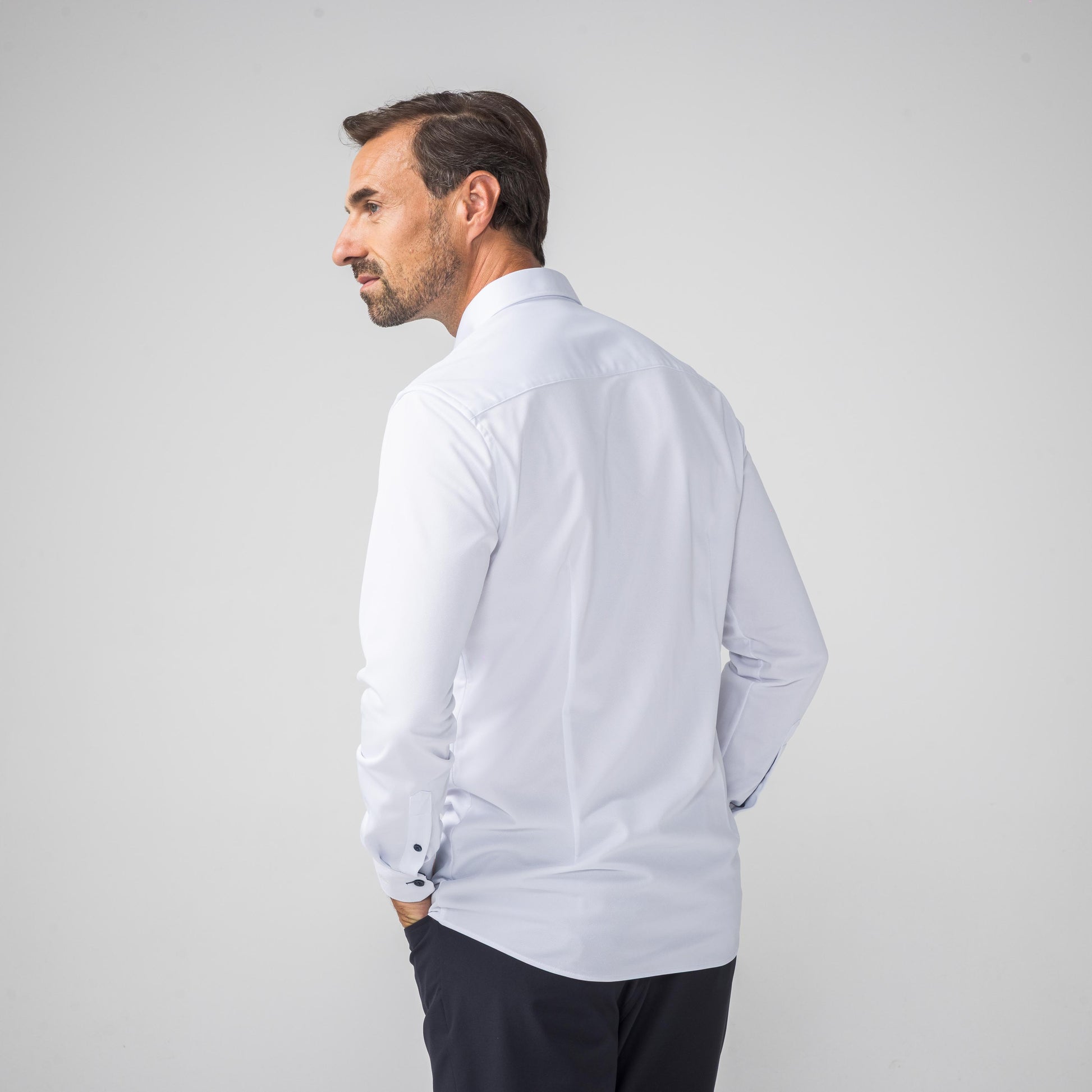 Performance Hemd Button-Down Weiss/Marine - Noser Fashion AG