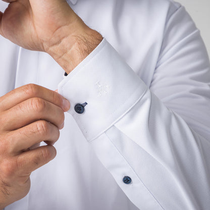 Performance Hemd Button-Down Weiss/Marine - Noser Fashion AG